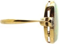 Art Deco 18ct Gold & Platinum, Large Cabochon Opal & Diamond Ring