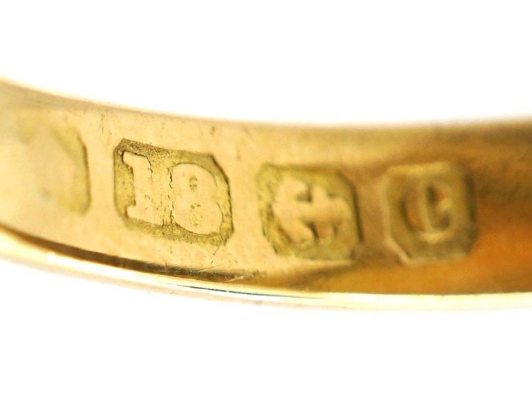 Edwardian 18ct Gold Ring set with a Large Cabochon Opal surrounded by Diamonds