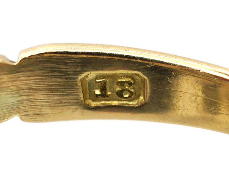 Victorian 18ct Gold & Silver Double Heart Ring set with Diamonds, a Sapphire & a Ruby