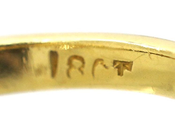 Art Nouveau 18ct Gold & Platinum Three Leaf Clover Ring set with Diamonds