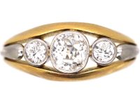 Art Deco 18ct Gold & Platinum Three Stone Diamond Ring