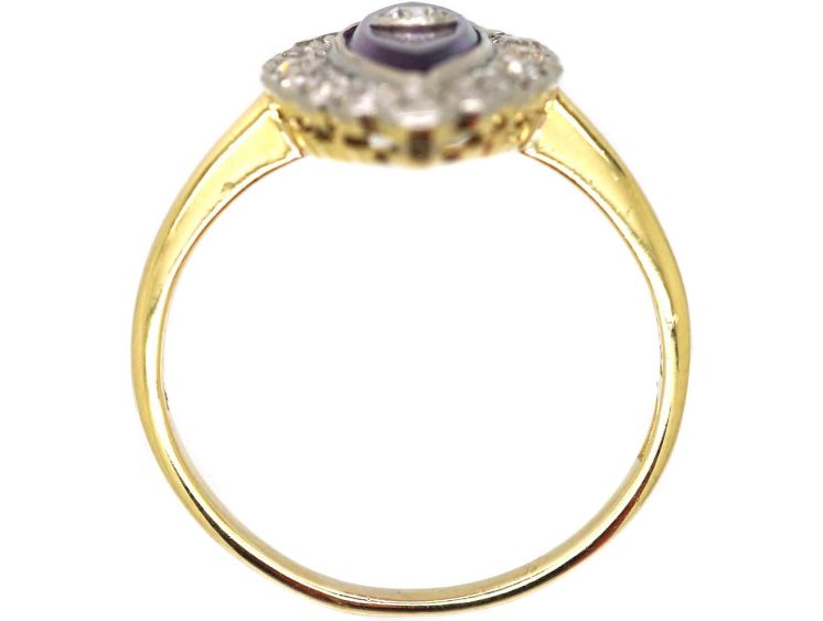 Art Deco 18ct Gold & Platinum, Marquise Ring set with an Amethyst & Diamonds by Henry Barnett Joseph