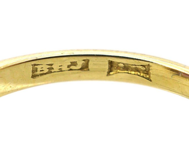 Art Deco 18ct Gold & Platinum, Marquise Ring set with an Amethyst & Diamonds by Henry Barnett Joseph