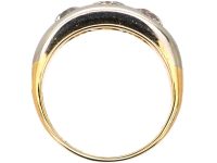 Edwardian 18ct Gold & Platinum Three Stone Diamond Rub Over Set Ring
