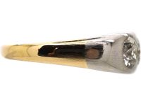 Edwardian 18ct Gold & Platinum Three Stone Diamond Rub Over Set Ring