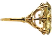 1970s 9ct Gold Ring set with a Large Oval Cut Citrine