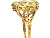 1970s 9ct Gold Ring set with a Large Oval Cut Citrine
