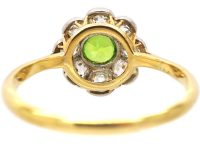 Edwardian 18ct Gold & Platinum Cluster Ring set with a Green Garnet & Diamonds