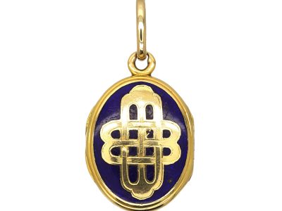 Victorian 18ct Gold & Royal Blue Enamel Oval Locket