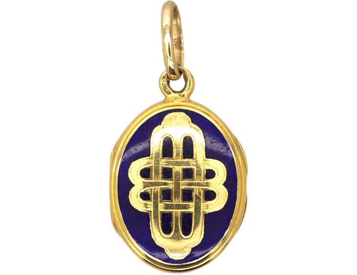 Victorian 18ct Gold & Royal Blue Enamel Oval Locket
