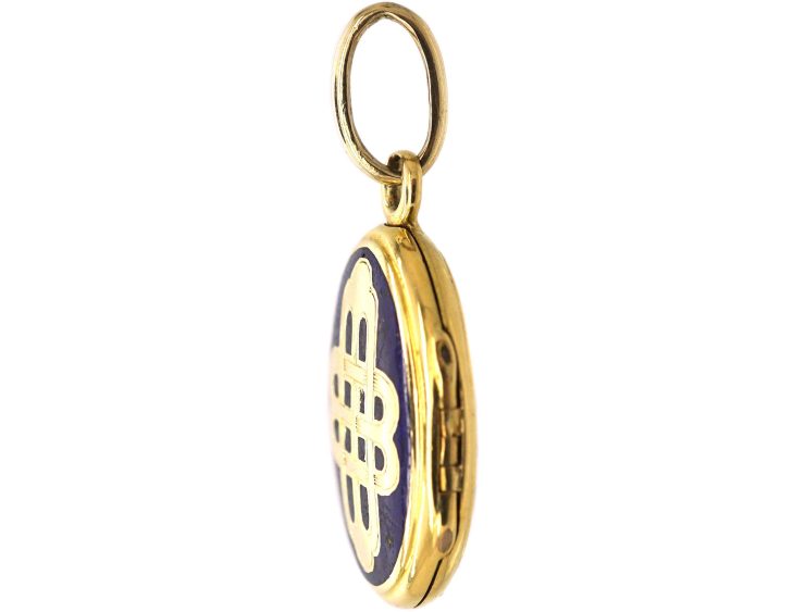 Victorian 18ct Gold & Royal Blue Enamel Oval Locket