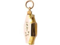 Edwardian 9ct Gold Back & Front Octagonal Locket. with Natural Split Pearl Flower Motif