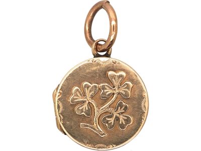 Edwardian 9ct Gold Three Leaf Clover Locket