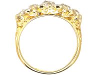 Victorian 18ct Five Stone Old European Cut Diamond Carved Half Hoop Ring