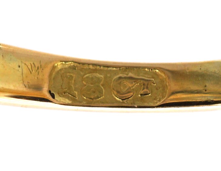 Victorian 18ct Five Stone Old European Cut Diamond Carved Half Hoop Ring