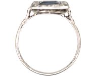 Art Deco Platinum Rectangular Ring set with Two Sapphires & Diamonds