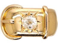 Victorian 18ct Gold Wide Buckle Ring set with a Diamond