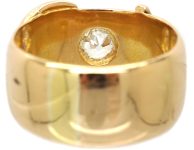 Victorian 18ct Gold Wide Buckle Ring set with a Diamond