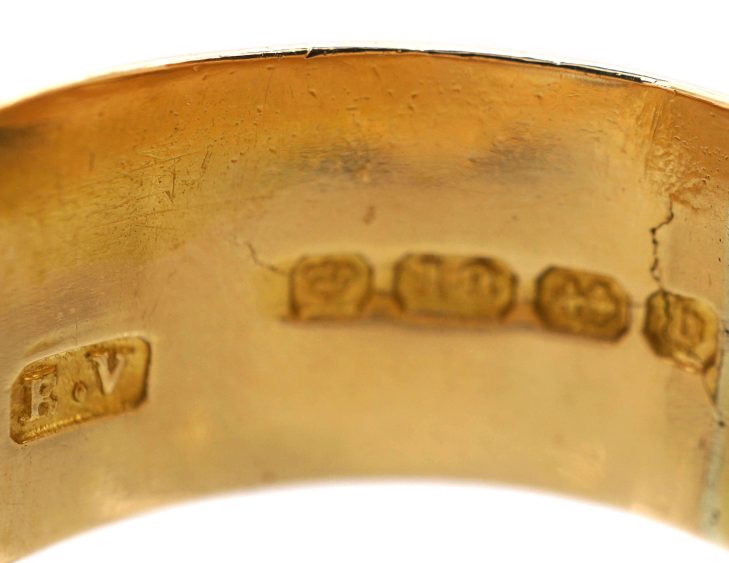 Victorian 18ct Gold Wide Buckle Ring set with a Diamond