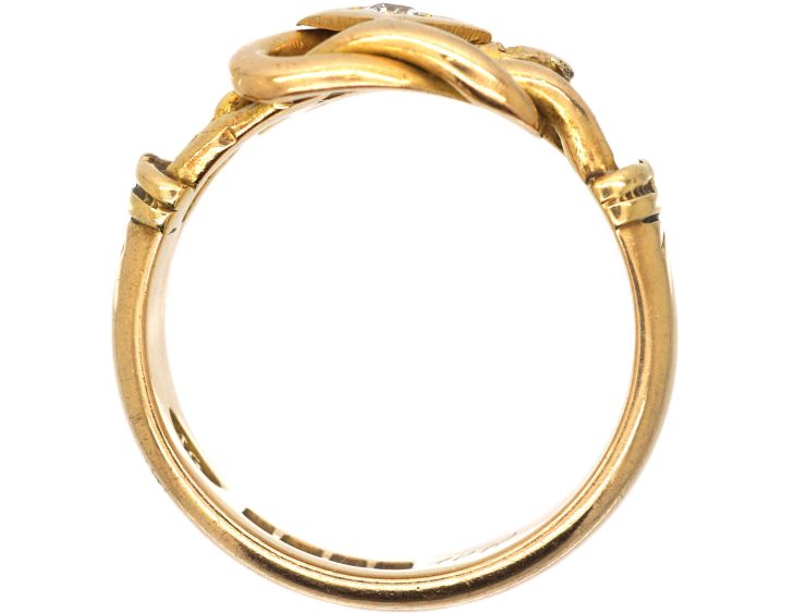 Edwardian 18ct Gold Knot Ring set with a Diamond