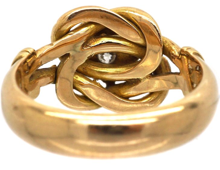 Edwardian 18ct Gold Knot Ring set with a Diamond