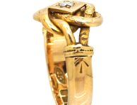 Edwardian 18ct Gold Knot Ring set with a Diamond