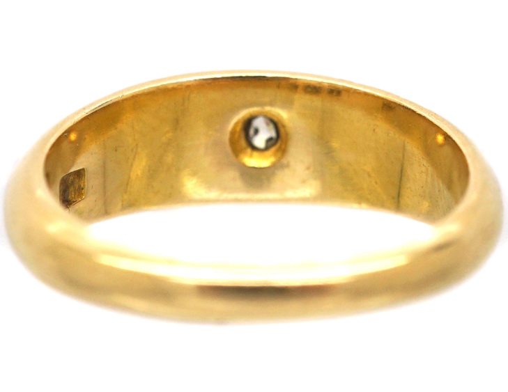 Victorian 18ct Gold Star Ring set with a Diamond & Two Turquoise