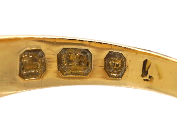 Victorian 18ct Gold Star Ring set with a Diamond & Two Turquoise