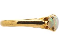 Edwardian 18ct Gold Five Stone Opal Ring with Rose Diamond Points