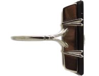 Art Deco 18ct White Gold & Platinum Large Rectangular Onyx Ring set with a Diamond