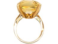 Modernist 9ct Gold Large Rectangular Citrine Ring