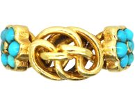 Early 19th Century 15ct Gold Knot Ring with Turquoise Flowers