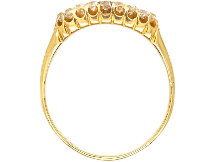 Edwardian 18ct Gold Boat Shaped Ring set with Rubies & Diamonds