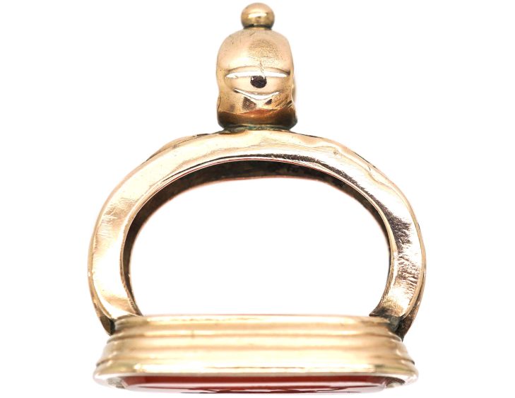 Georgian Gold Cased Seal with Carnelian Intaglio of a Dog
