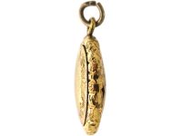 Victorian Small Gold Cased Oval Engraved Locket