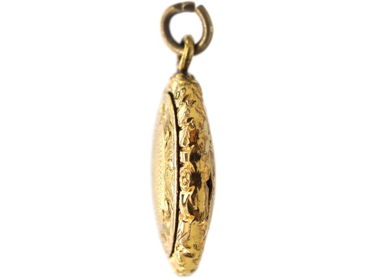 Victorian Small Gold Cased Oval Engraved Locket