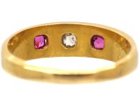Victorian 18ct Gold Ruby & Diamond Gypsy Ring