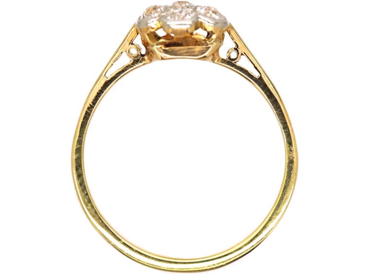 Edwardian 18ct Gold & Platinum Diamond Daisy Cluster Ring
