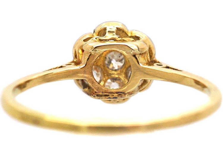 Edwardian 18ct Gold & Platinum Diamond Daisy Cluster Ring