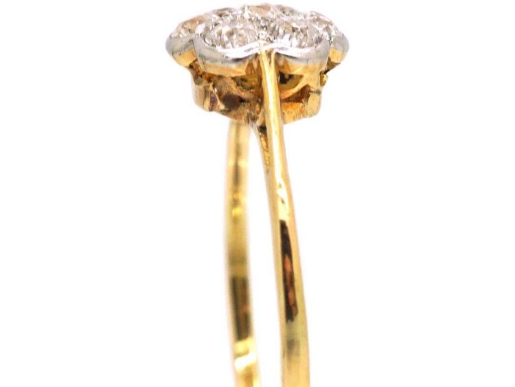 Edwardian 18ct Gold & Platinum Diamond Daisy Cluster Ring