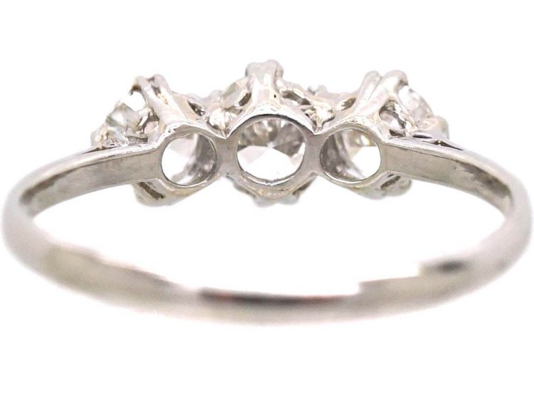 Early 20th Century Platinum Three Stone Diamond Ring