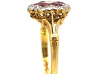 Edwardian 18ct & Platinum Ruby & Diamond Hexagonal Cluster Ring
