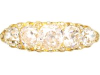 Victorian 18ct Gold Five Stone Diamond Carved Half Hoop Ring