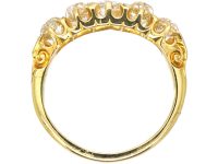 Victorian 18ct Gold Five Stone Diamond Carved Half Hoop Ring