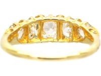 Victorian 18ct Gold Five Stone Diamond Carved Half Hoop Ring