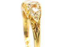 Victorian 18ct Gold Five Stone Diamond Carved Half Hoop Ring