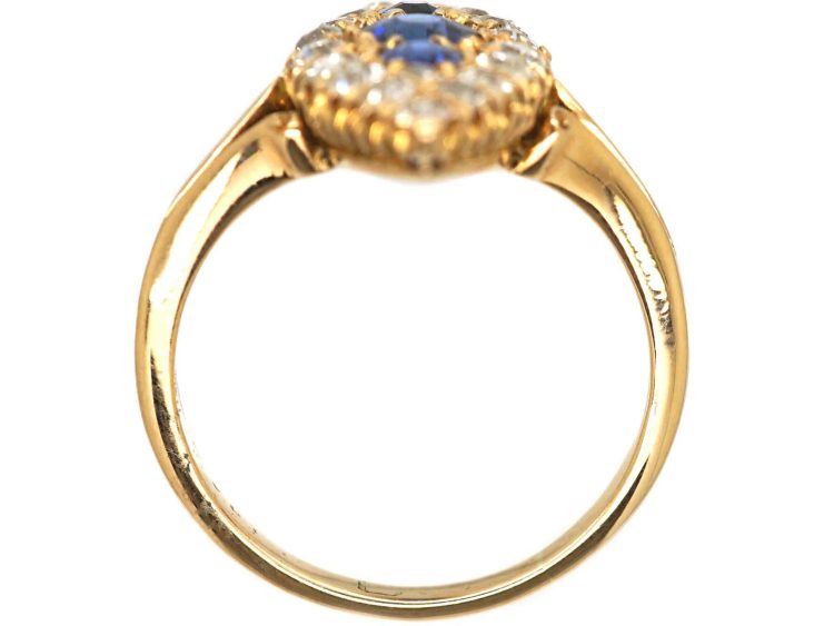 Victorian 18ct Gold, Sapphire & Diamond Marquise Ring