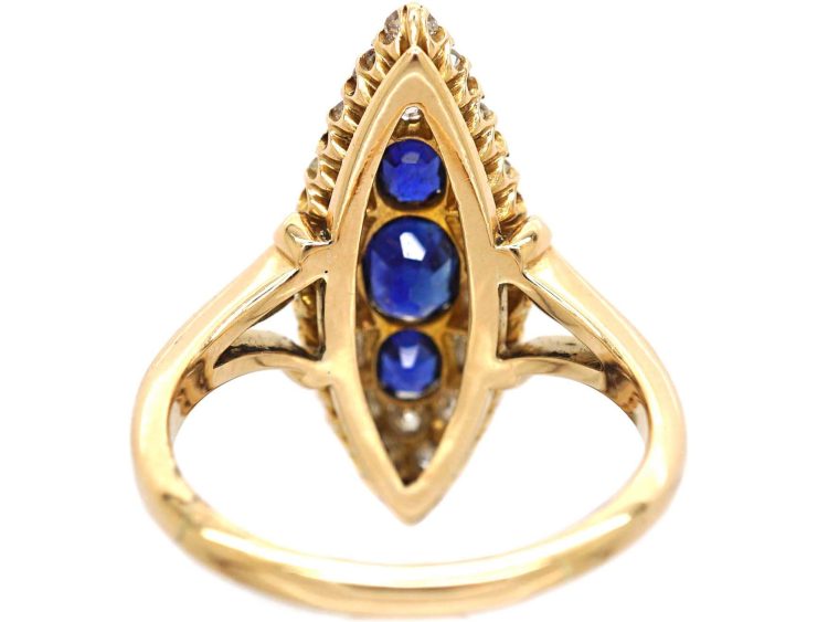 Victorian 18ct Gold, Sapphire & Diamond Marquise Ring