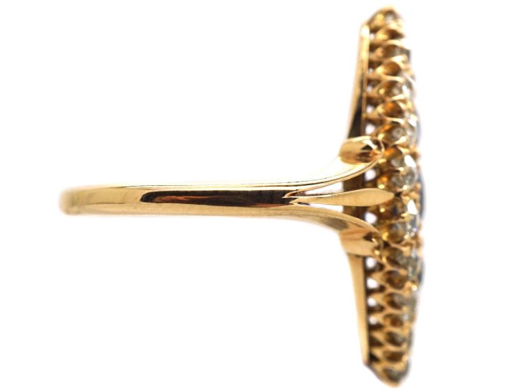 Victorian 18ct Gold, Sapphire & Diamond Marquise Ring