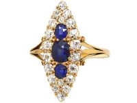 Victorian 18ct Gold, Sapphire & Diamond Marquise Ring